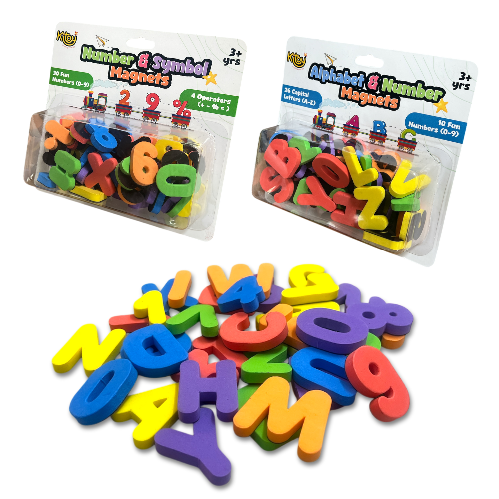 Alphabet and Number Magnets Combo | Total 71 Magnets | 26 Upper Case Letters Alphabest and 40 Number 5 Operators