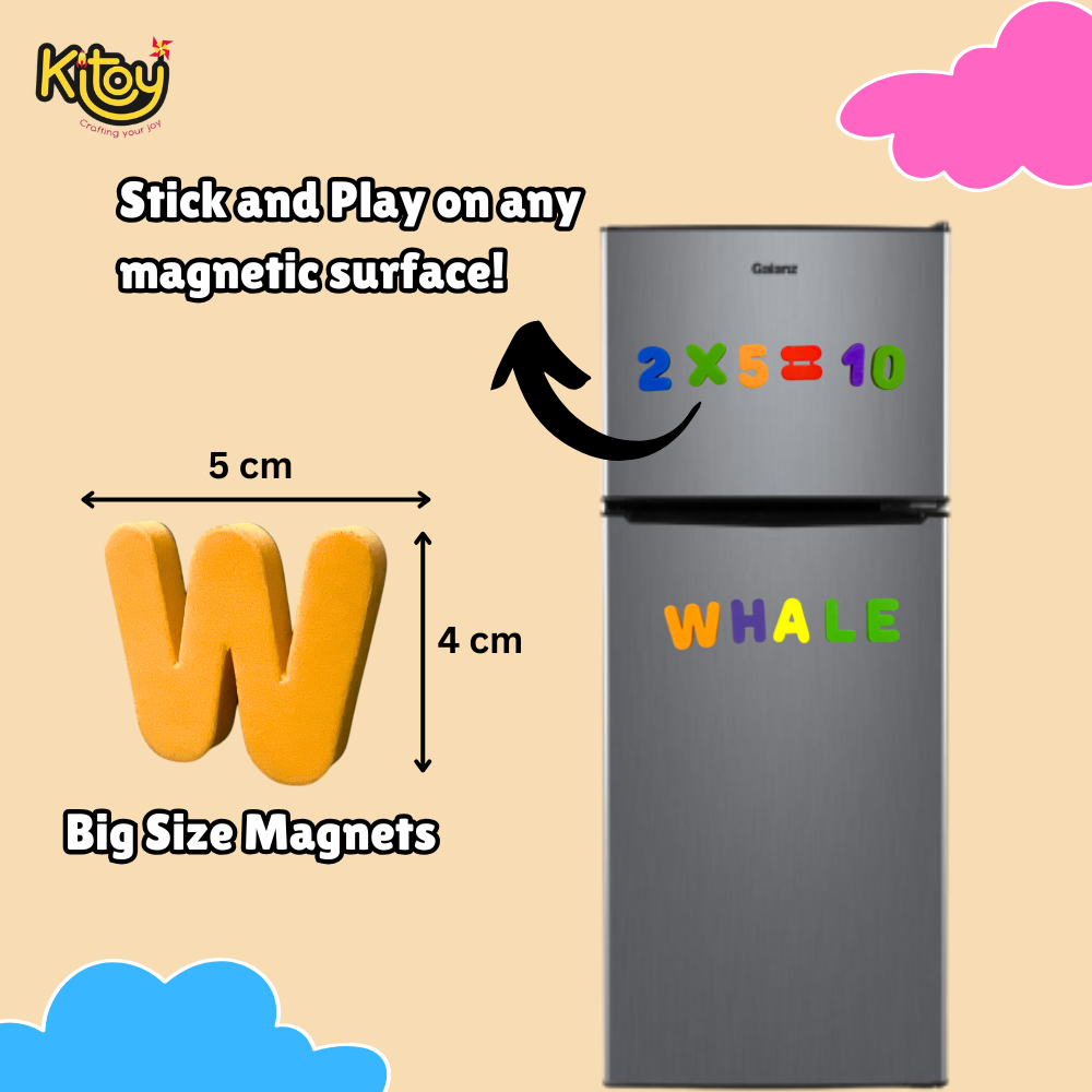 Alphabet and Number Magnets Combo | Total 71 Magnets | 26 Upper Case Letters Alphabest and 40 Number 5 Operators