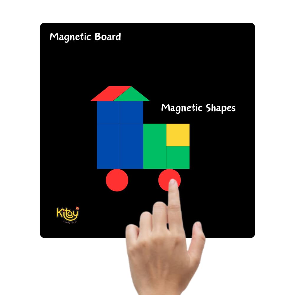 KITOY Magnaplay Shapes | 96 Magnetic Shapes with Board | 4+ Years (Multicolour)