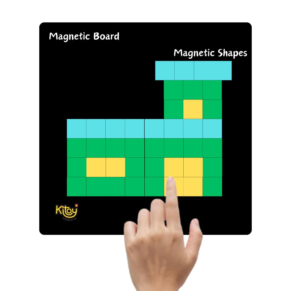 KITOY Magnaplay Squares | 90 Magnetic Squares with Board | 4+ Years (Multicolour)