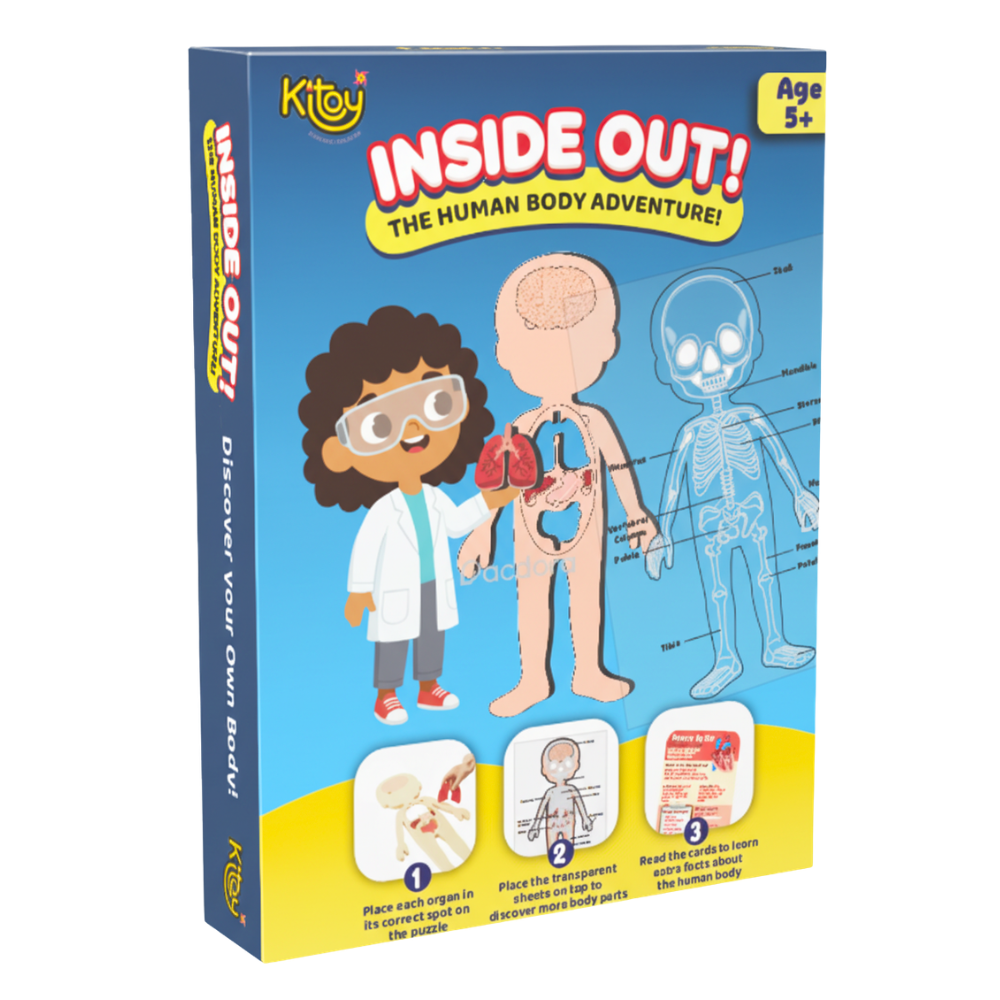 Inside Out! Human Body Parts Puzzle Educational Anatomy Toy for Kids